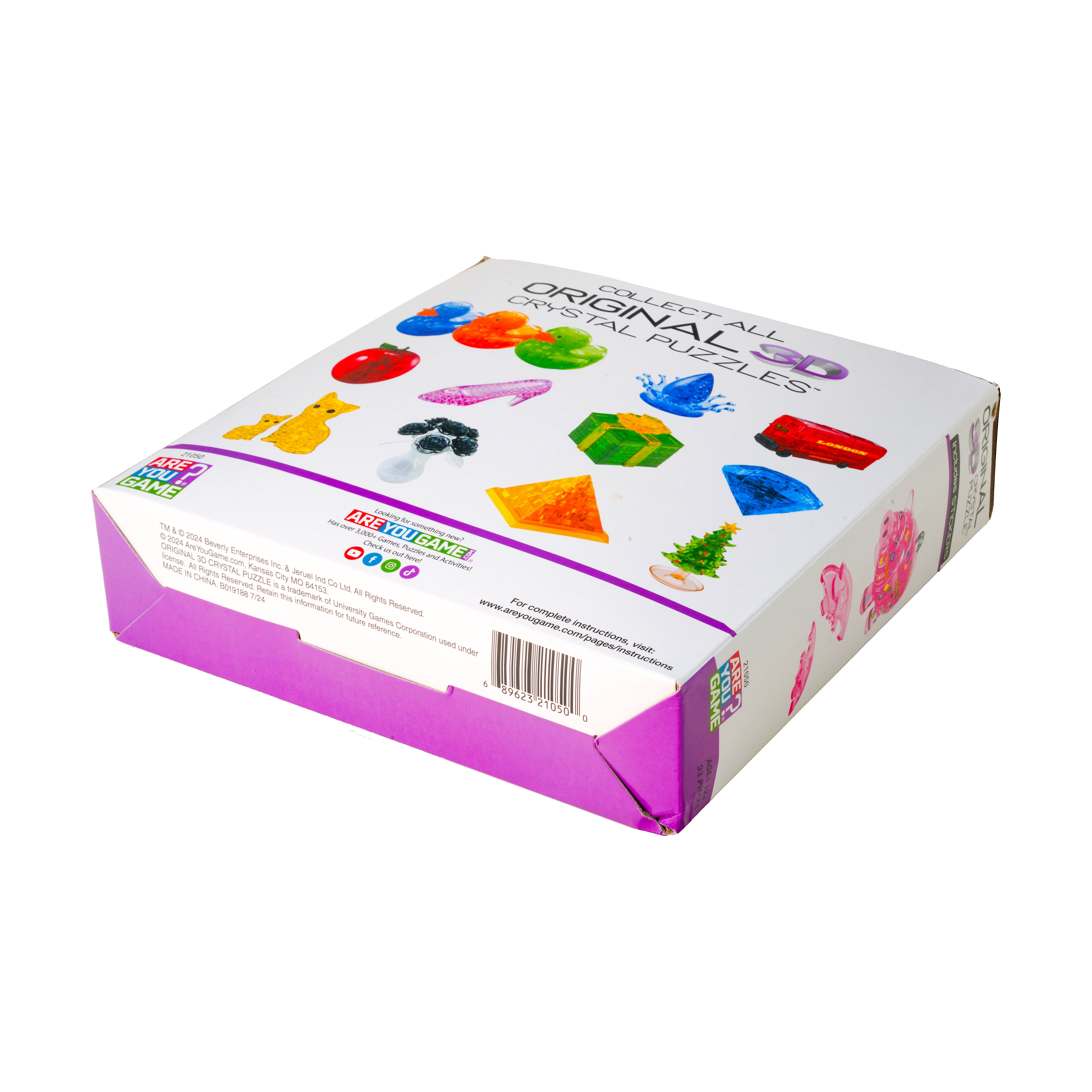 AreYouGame.com 3D Crystal Puzzle - Deluxe Piggy Bank with Stickers (Hot Pink): 93 Pcs