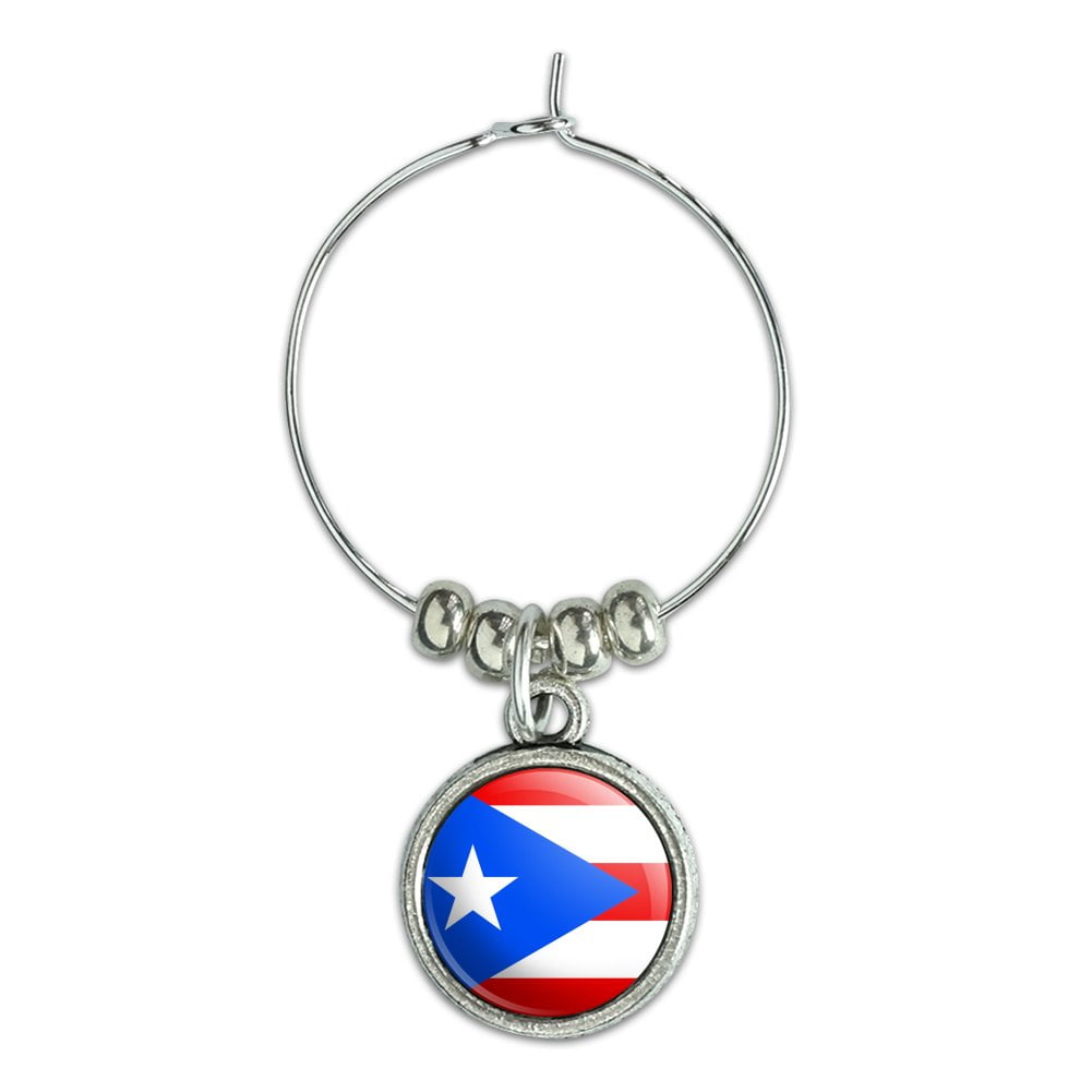 Flag of Puerto Rico Wine Glass Drink Marker Charm Ring 