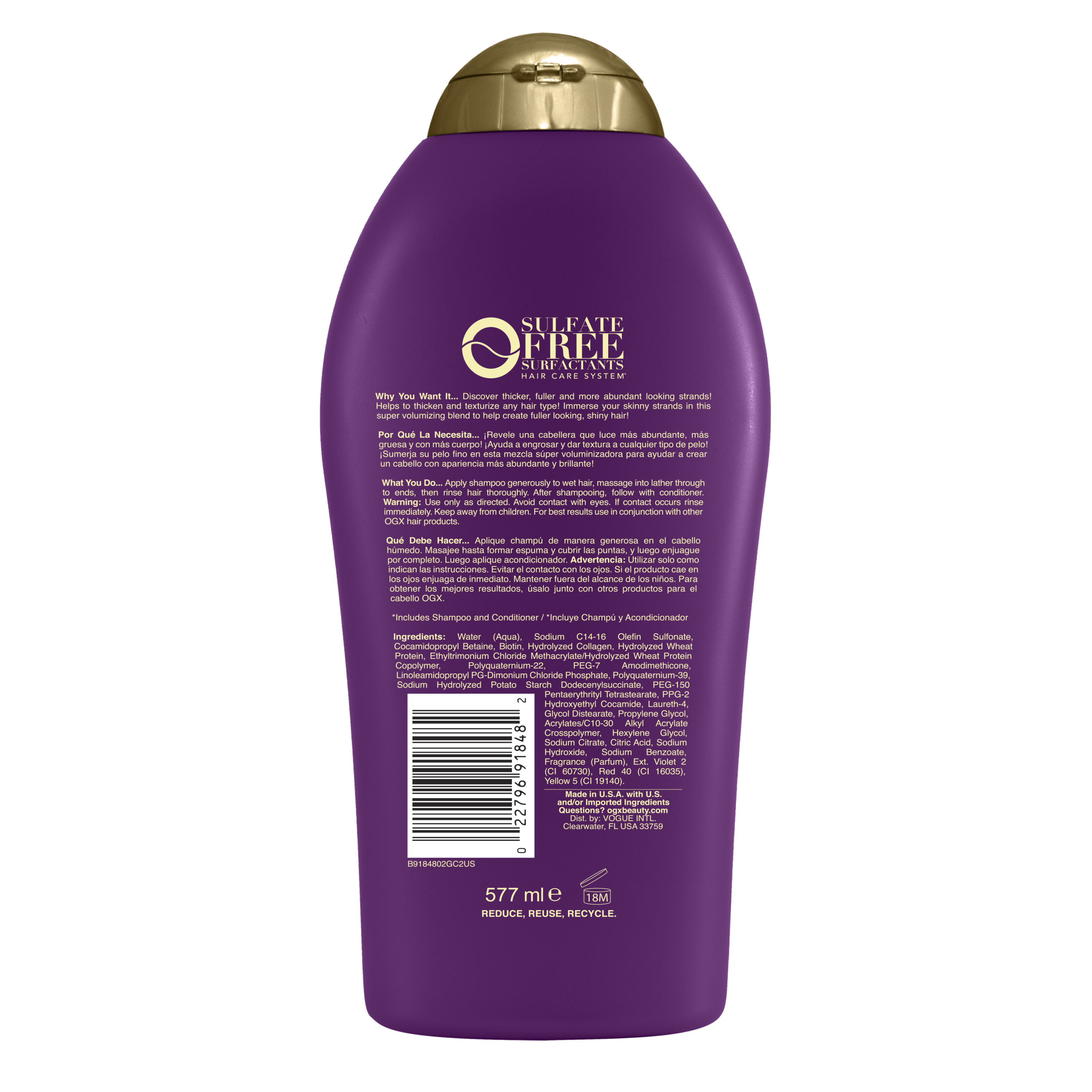 OGX Shampoo Thick & Full Biotin & Collagen, 19.5 oz - image 6 of 6