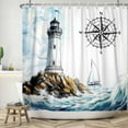thumbnail image 2 of MIZHONA Ocean Lighthouse Shower Curtain Nautical Coastal Beach Theme Fabric Bathroom Curtain 72x78 in, 2 of 4