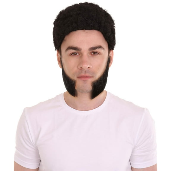 HPO Men's Mutton Chops Side Burns | Human Facial Hair | Black Color Synthetic Fiber,