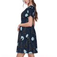 thumbnail image 2 of Picia Night Forest Wolf Pattern Women's Short Sleeve Summer Dress Pleated Loose Swing Knee Length Short Sleeve Swing Dresses, 2 of 6