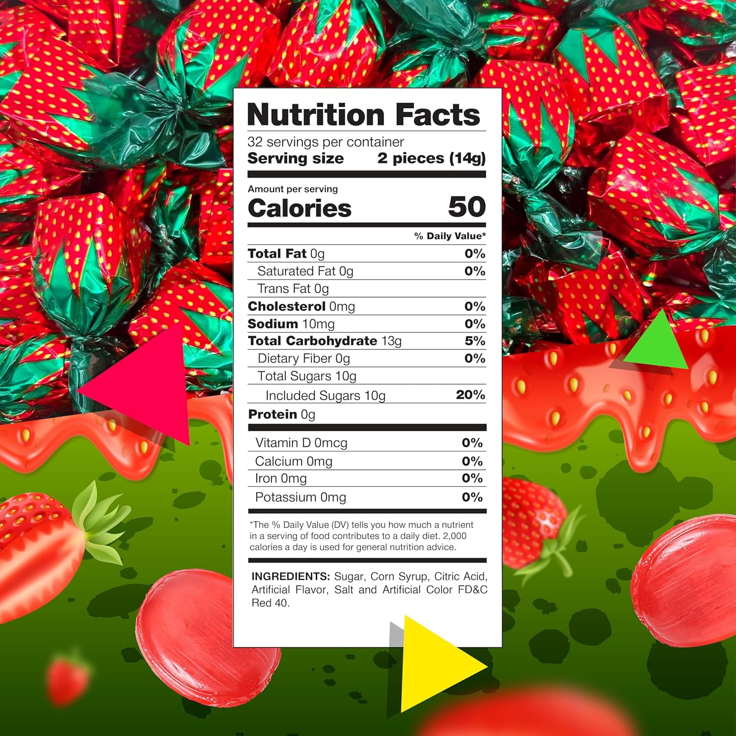 Strawberry Filled Bon Bons Hard Candy (2 Pound Bag - Approx. 120 Count)