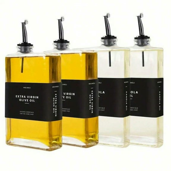 4 Pcs Kitchen Oil & Vinegar Dispenser Set - Fits Olive Oil, Cooking Oil, Soy Sauce & Coffee Syrup Seasoning Bottles