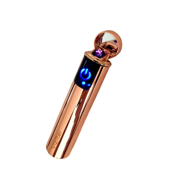 Vizliter Electronic Dual Lighter Slim Smart Touch Screen Battery Status Display Electric Rechargeable Flameless Elegant Slick Design Windproof and Splashproof Rose Gold