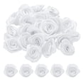 thumbnail image 1 of Uxcell 50pcs 3cm rosas de cinta para manualidades flores de tela artificiales, blancas, 1 of 5