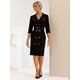 thumbnail image 4 of Vestido tipo blazer para Mujer Allegra K Día de San Patricio con cinturón y solapa cruzada Negro XS, 4 of 5