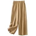 thumbnail image 6 of Asgosdo Women Cotton Linen Cropped Pants Elastic High Waist Wide Leg Trousers Casual Summer Loose Culottes S XXXL, 6 of 6