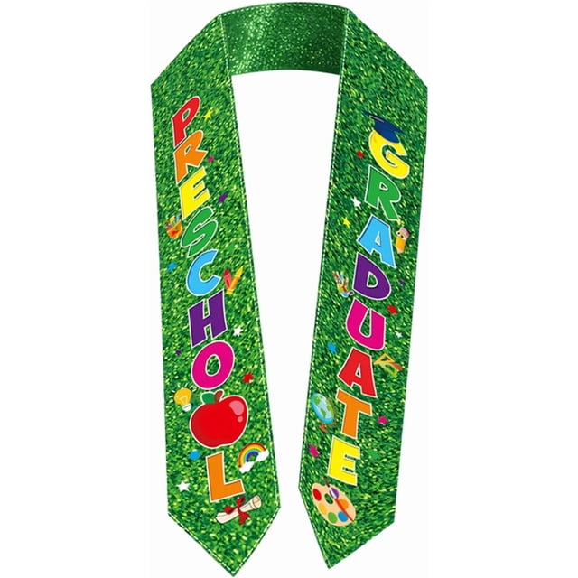Preschool Graduation Sash Stole, Glittery Graduate Photo Prop, Colorful Party Decor Accessory for Graduation Ceremonies & Celebrations