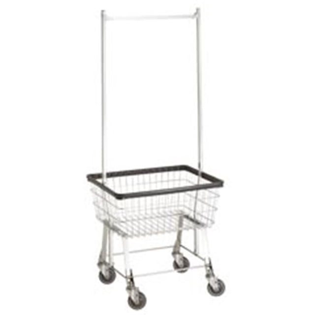 R&B Wire 96B58 Light-Duty Wire Frame Metal Laundry Cart with Double Pole Rack - Chrome