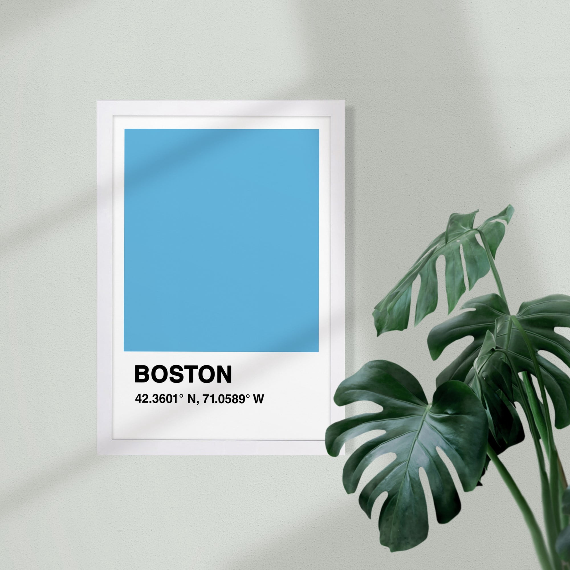 Wynwood Studio Cities and Skylines Framed Wall Art Prints 'Boston Color Swatch Blue' United States Cities - Blue, Black, 13" x 19"