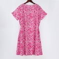 thumbnail image 5 of longantii Floral Midi Dresses for Women Casual Crew Neck Flowy Swing Dress Casual A Line Short Sleeve Summer Beach Dresses Loose Elegent Tea Party Dress Hot Pink S, 5 of 5
