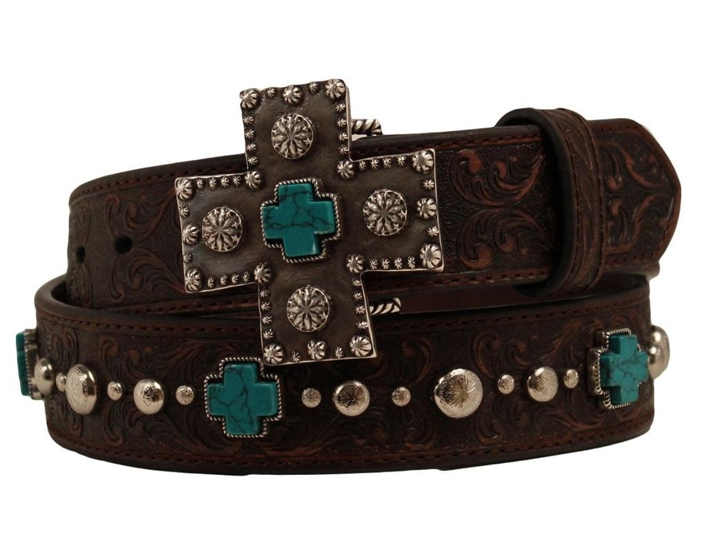 Nocona Western Womens Belt Thin Multicolor Large Concho Brown N3471897