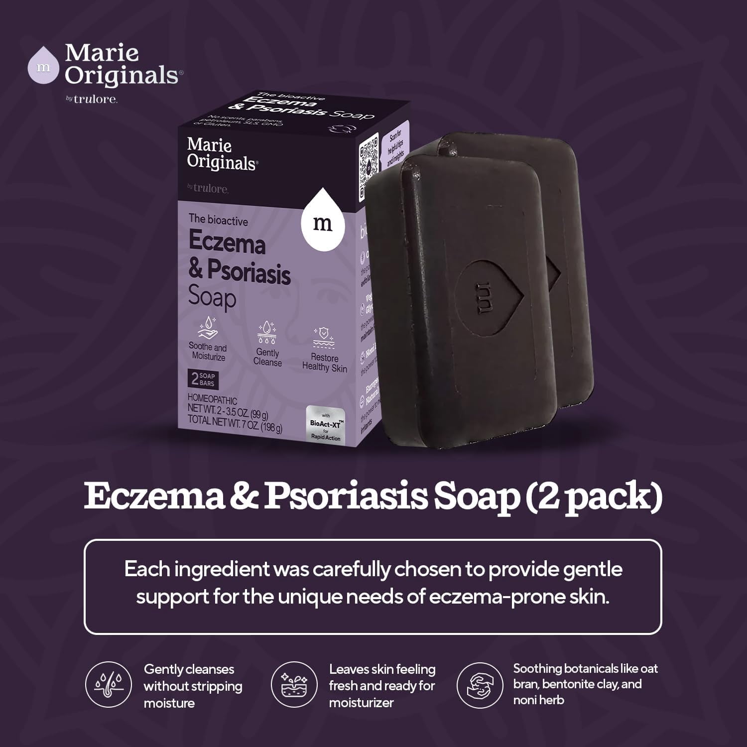 Marie Originals Eczema Relief Bundle – Eczema Soap Bar 2-Pack & 16 Oz Lotion for Dry, Itchy Skin – Colloidal Oatmeal Lotion + Natural Soap for Sensitive Skin, Adults & Kids