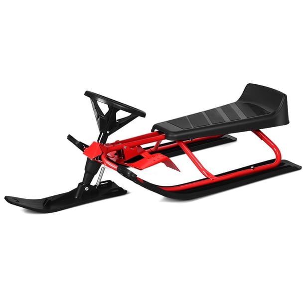 Toddler Snow Racer Costway Kids Snow Racer Sled Steering Wheel Double Brakes Pull Rope ...