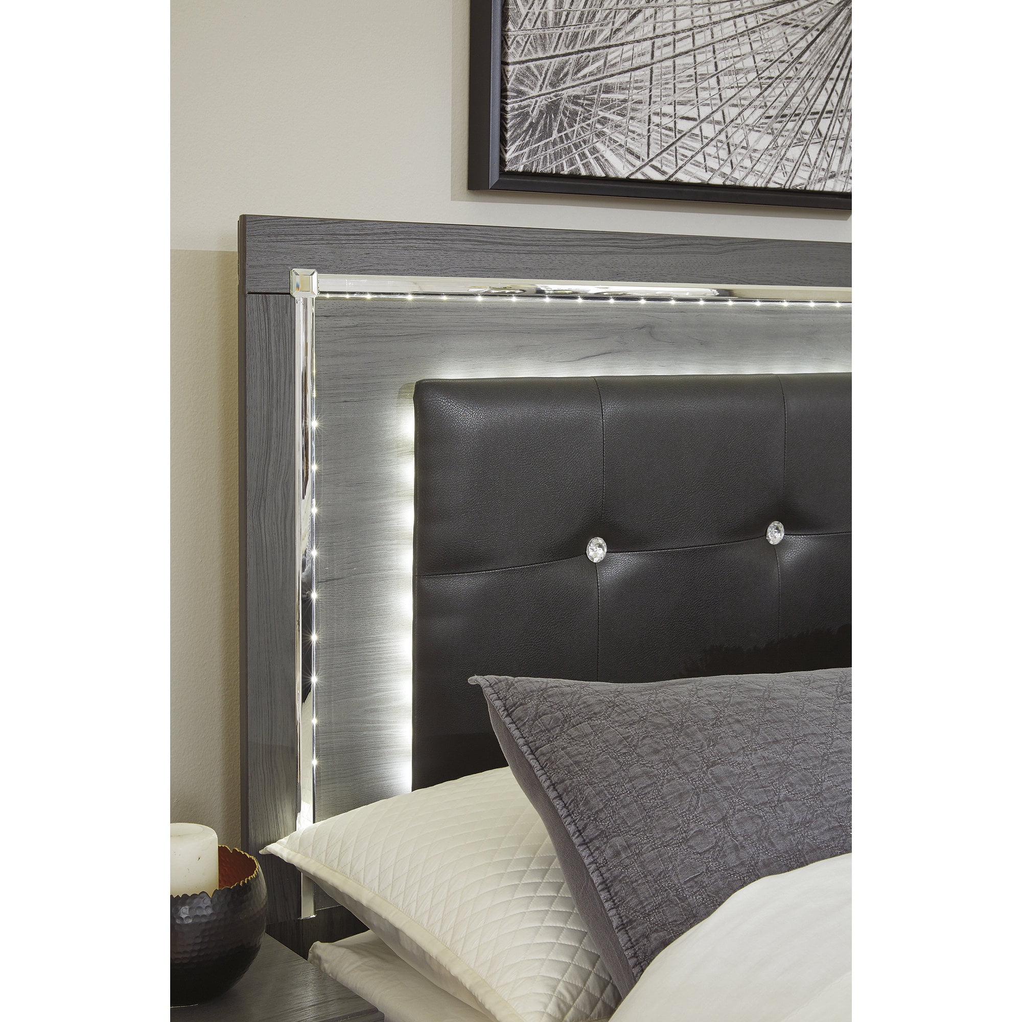 Signature Design by Ashley Lodanna Queen Upholstered Panel Headboard Gray (Headboard Only)