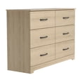 thumbnail image 5 of STYLIVIA Modern 6 Drawer Dresser for Adults with Metal Bar Handles, Wide Storage Bedroom Furniture, Oslo Oak, 47.0" W x 15.6" D x 31.7" H, 5 of 9