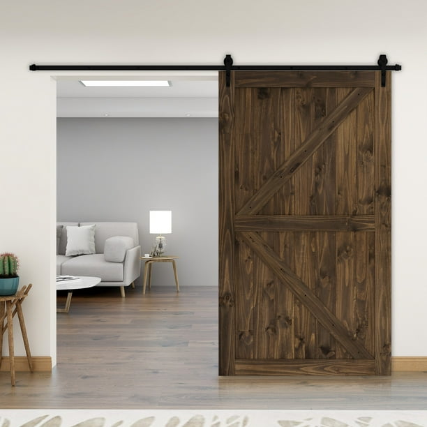 Belleze 48 Inch Diy Sliding Interior Barn Door Modern Farmhouse Espresso Com Diy Sliding Interior Barn Door, Diy Interior Sliding Door
