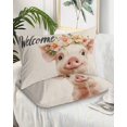thumbnail image 2 of Pig Flower Garland Pillow Covers Queen Size 2 Pack, Farm Animal Cottagecore Blooms Floral Soft Bed Throw Pillowcases Breathable Cooling Long Lumbar Body Pillow Sham Cover for Bed Sofa 20''x30'', 2 of 7