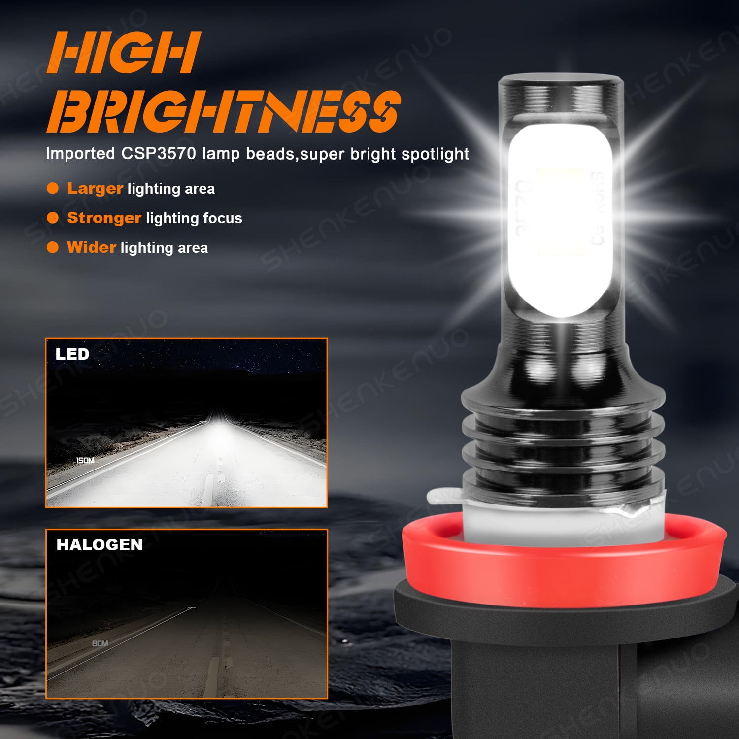 H9 H11 High/Low Beam Headlights for Buick Lacrosse 2005-2013 6000K White,4pc