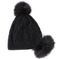 thumbnail image 2 of Bonnet à Rabat pour Femmes avec Pompon, Bonnet Épais et Chaud, Bonnet Tricoté pour l'Hiver, 2 of 10