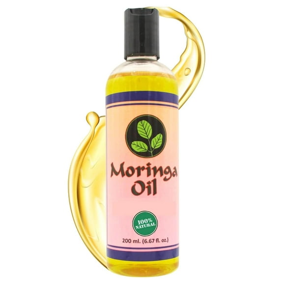 Moringa Oil 6.67 oz, 100% Pure Moringa Seed Oil for Skin and Hair Care Benefits, 6.67 fl oz, 200 ml