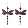 thumbnail image 1 of Pendientes de libélula Yuxing con borlas de Diamantes de imitación color rojo Estilo étnico, 1 of 5