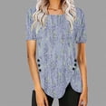 thumbnail image 2 of Birdeem Blouses pour Femmes Blouse Décontractée Décontractée pour Femmes à Boutons Imprimée à Manches Courtes Blouse à Manches Courtes à Col Rond, 2 of 12