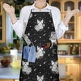 thumbnail image 6 of Black White Cat Rose Moon Star Pattern Apron-Garden Aprons for Women with Pockets-Cotton Linen Waterproof Kitchen Cooking Gardening Aprons Adjustable for Kitchen,Cooking,BBQ and Salon 33x27 Inch, 6 of 7