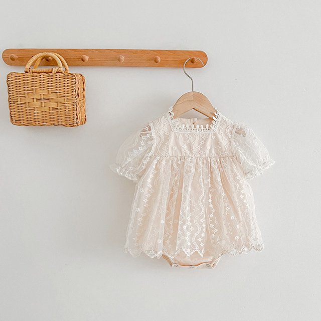 Trajes de hermana de verano de estilo coreano, vestido de princesa de malla con flores bordadas para niñas, mono de manga corta para bebés, ropa para niños