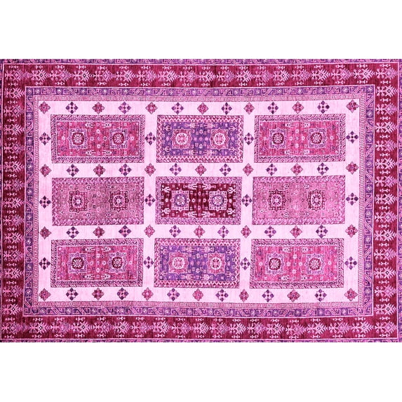 Ahgly Company Indoor Rectangle Abstract Pink Modern Area Rugs, 7' x 9'