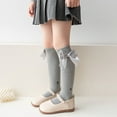 thumbnail image 5 of KYAIGUO 2 PCS Girl Knee High Socks Solid Color Thigh High Socks New Vertical Striped Knit Stocking Long Socks with Pretty Bow Party Dress Socks Seamless Toe Fall Baby Girl Clothes, 5 of 9