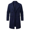 thumbnail image 4 of Maqroz Mens Long Double Breasted Trench Coat Notch Lapel Collar Winter Warm Overcoat Casual Business Formal Outerwear Heavyweight Classic Long Jacket, (Navy,XXL), 4 of 8