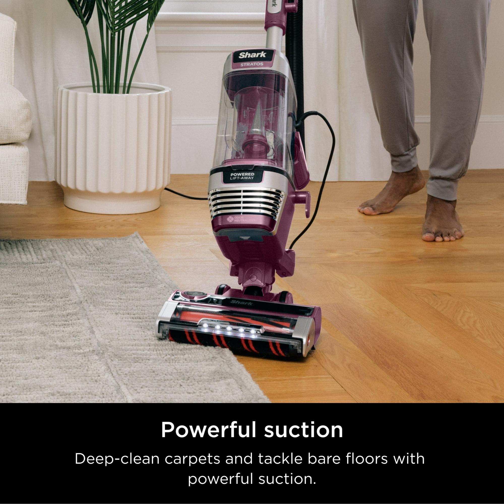 Shark Stratos Upright Vacuum, Pet Friendly, DuoClean PowerFins HairPro, Self-Cleaning Brushroll, Odor Neutralizer Technology, AZ3000 Red Plum