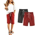 thumbnail image 4 of ZACPNCV 2PC Girls Bermuda Shorts Knee Length Straight Leg Long Shorts Loose Casual Solid Drawstring Elastic Waist Short Pants Dark Gray 3-4 Years, 4 of 5