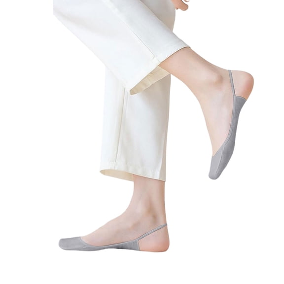 Women 2 Pairs Sling Liner Socks Low Cut No Show Half Socks Slingback Invisible Non Slip Heel Liner Toe Topper Sock for Heels Flats Pumps Shoes Comfortable Breathable Footwear, Light Ashy
