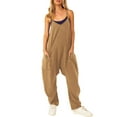 thumbnail image 3 of Women's Solid Suspenders Casual Jumpsuit - Adjustable Straps, Pockets, Loose Fit - Polyester, Daily/Leisure - Hand Wash Cold, 3 of 7