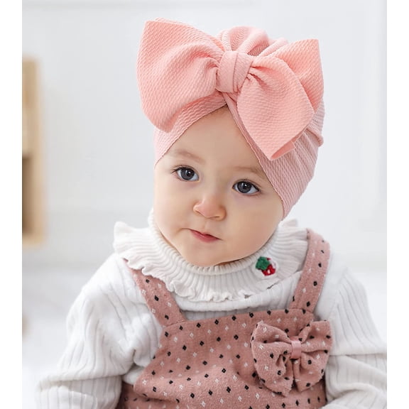 8 Pack Knotted Big Bowknot Hair Bow Turban Hats Beanie Caps Headwraps for Baby Girls Infants Toddlers Kids