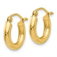 thumbnail image 2 of Real 14kt Yellow Gold Polished 3mm Tube Hoop Earrings; for Adults and Teens; for Women and Men, 2 of 3