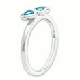 thumbnail image 3 of Sterling Silver Stackable Expressions Blue Topaz Double Heart Ring Size 6, 3 of 3