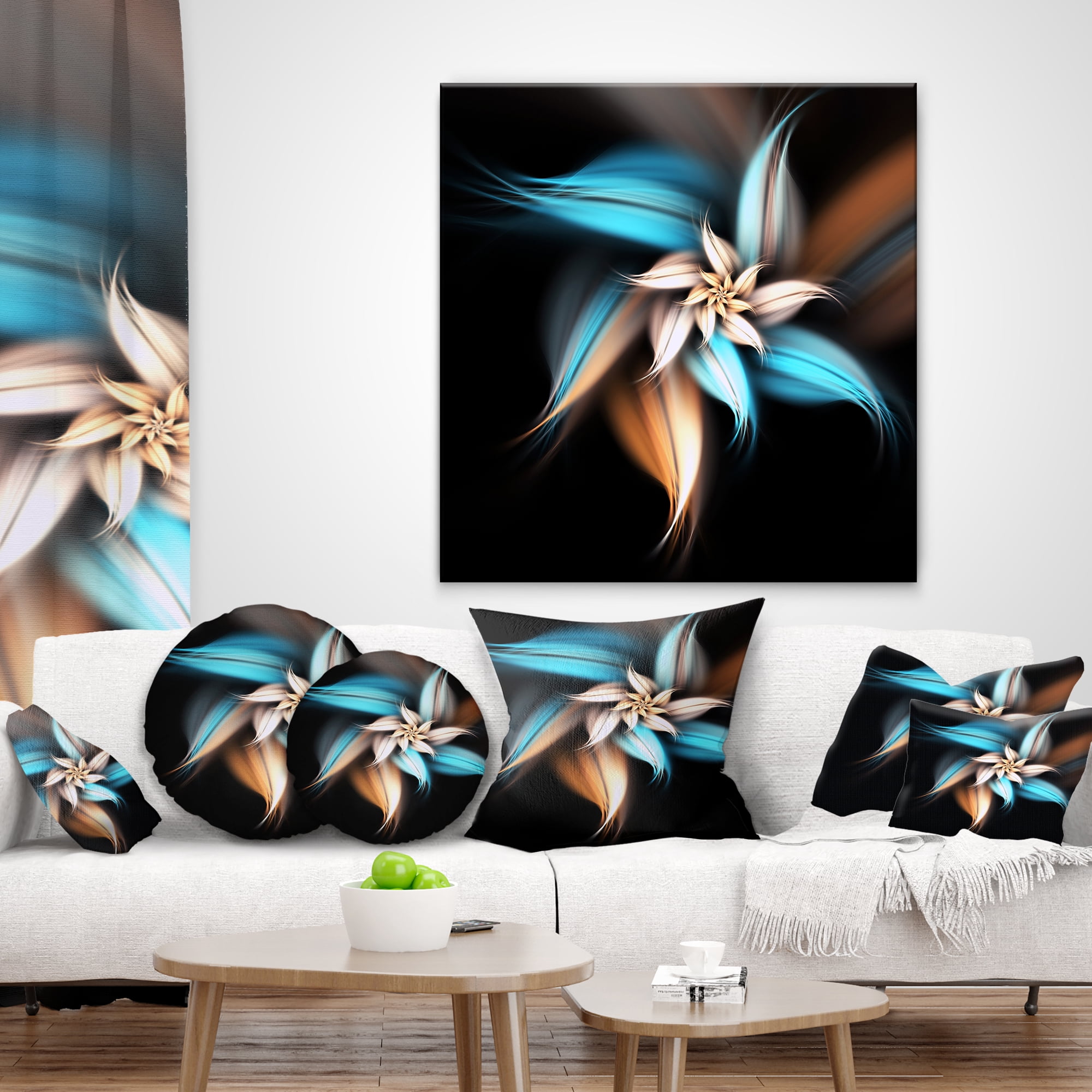 Designart 18" x 18" Blue Polyester Throw Pillow