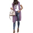 thumbnail image 3 of QAFOPEH Womens Sleeveless Open Front Long Cardigans Lightweight Sweater Solid Color Thin Vest, 3 of 3