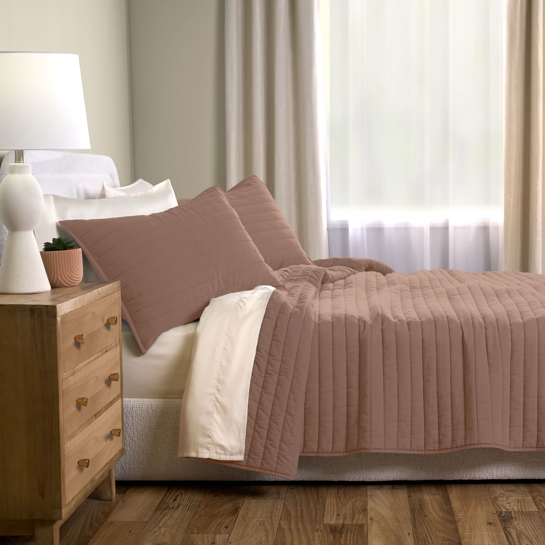 Allswell Organic Cotton 3-Piece Quilt Set, Savannah Taupe Brown, King/California King