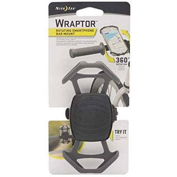 Nite Ize Wraptor, Rotating Smartphone Bar Mount, Charcoal, Gray, One Size
