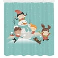 thumbnail image 3 of Ambesonne Winter Shower Curtain, Cartoon of Having Fun, 69"Wx75"L, Multicolor, 3 of 3