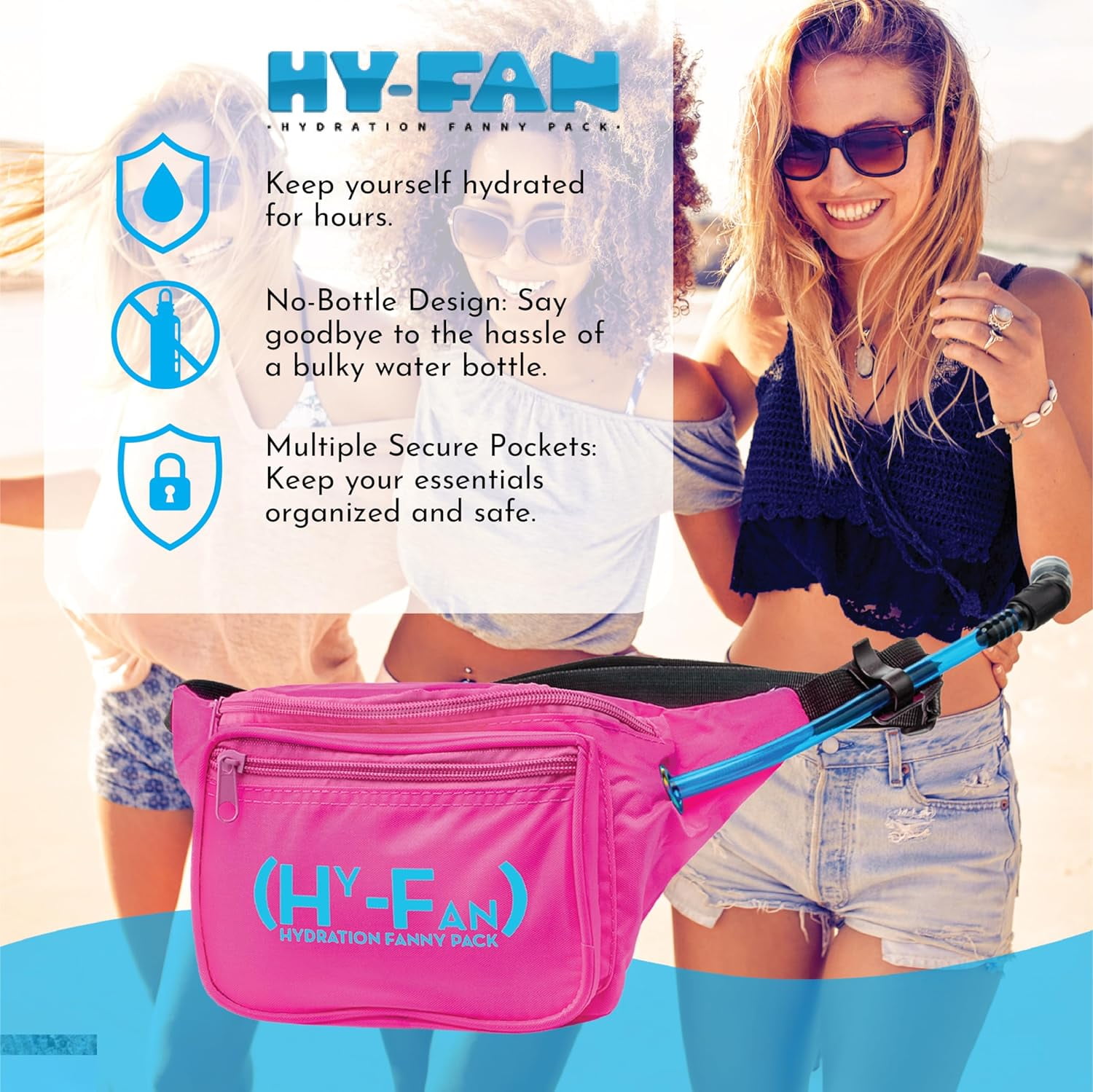 Hydration Fanny Pack with Bladder, 17oz BPA-Free, Hands-Free Design, Secure Pockets, Ideal for Athletic Outdoor Activities, Travel and More - Yellow