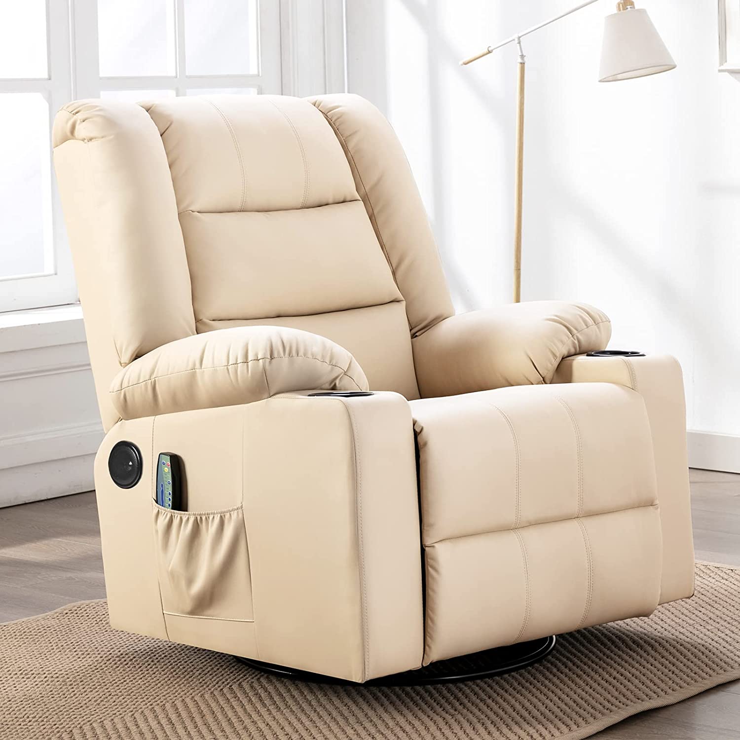 ComHoma Recliner Chair Massage Swiveling PU Leather Theater Sofa with