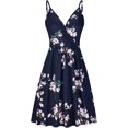 thumbnail image 1 of Women's V Neck Floral Spaghetti Strap Summer Casual Swing Dress with Pocket L, 1 of 5
