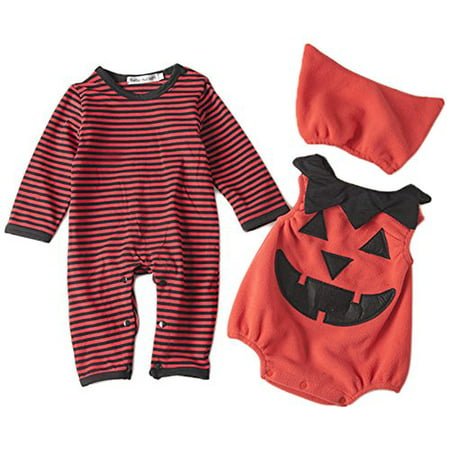 StylesILove Chic Halloween Baby Boy 3-PC Costume Set With Hat (12-18 Months, Pumpkin)