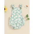 thumbnail image 2 of Suealasg Baby Girls Rompers Infant Girls Denim Jumpsuits Newborn Daisy Print Sleeveless Adjustable Straps Bodysuits Summer Outfits, 2 of 8